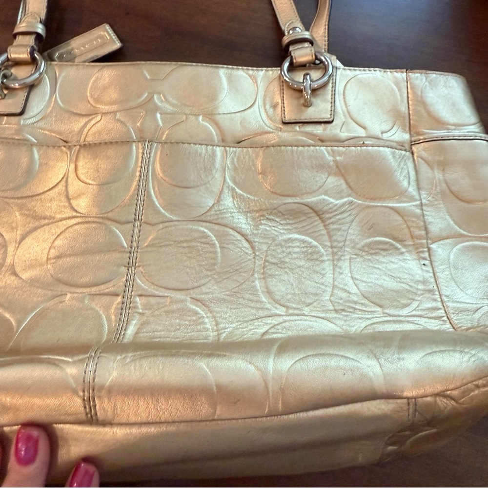 Coach Metallic Gold Monogram C Purse - Picture 9 of 16